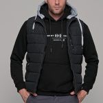 Μαύρο αμάνικο ανδρικό μπουφάν γιλέκο με κουκούλα PAPARAZZI