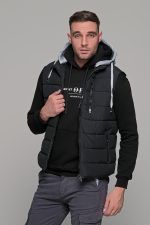 Μαύρο αμάνικο ανδρικό μπουφάν γιλέκο με κουκούλα PAPARAZZI - Image 5