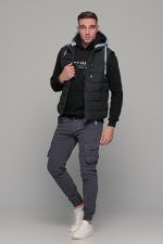 Μαύρο αμάνικο ανδρικό μπουφάν γιλέκο με κουκούλα PAPARAZZI - Image 6