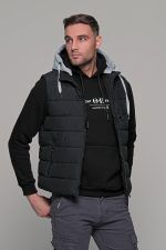 Μαύρο αμάνικο ανδρικό μπουφάν γιλέκο με κουκούλα PAPARAZZI - Image 7