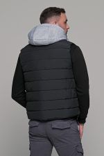 Μαύρο αμάνικο ανδρικό μπουφάν γιλέκο με κουκούλα PAPARAZZI - Image 8