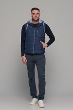 Μπλε αμάνικο ανδρικό μπουφάν γιλέκο με κουκούλα PAPARAZZI - Image 7