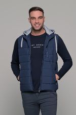 Μπλε αμάνικο ανδρικό μπουφάν γιλέκο με κουκούλα PAPARAZZI