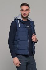 Μπλε αμάνικο ανδρικό μπουφάν γιλέκο με κουκούλα PAPARAZZI - Image 6