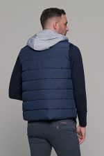 Μπλε αμάνικο ανδρικό μπουφάν γιλέκο με κουκούλα PAPARAZZI - Image 8