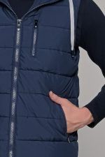 Μπλε αμάνικο ανδρικό μπουφάν γιλέκο με κουκούλα PAPARAZZI - Image 2