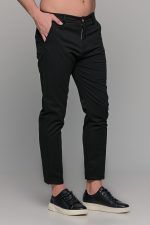 Μαύρο ανδρικό παντελόνι chinos NT με λάστιχο στην μέση - Slim fit - Image 4