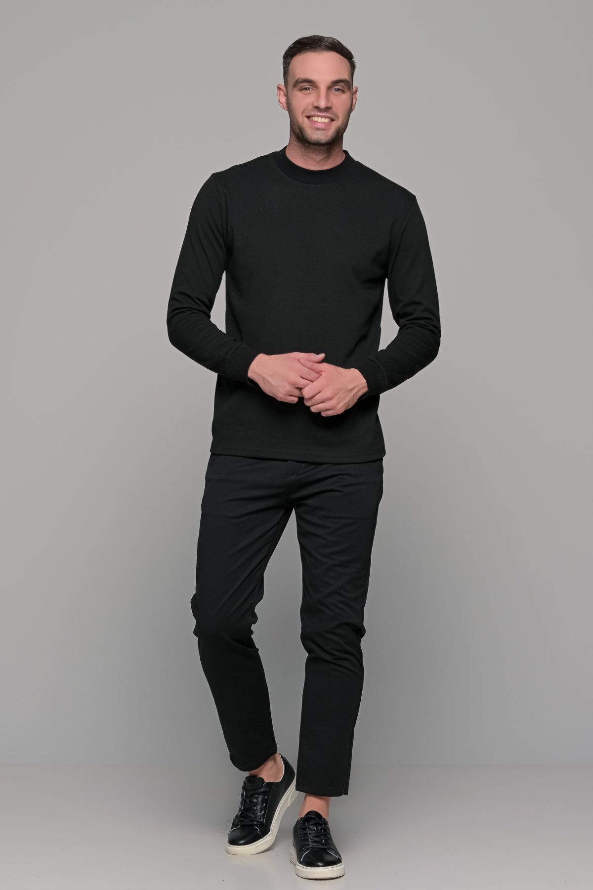 Μαύρο ανδρικό παντελόνι chinos NT με λάστιχο στην μέση - Slim fit - Image 8