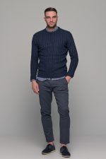 Μπλε ανδρικό παντελόνι chinos NT με λάστιχο στην μέση - Slim fit - Image 8