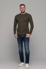 Πράσινο χακί ανδρικό μακρυμάνικο t-shirt με στάμπα Authentic - Image 8