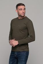 Πράσινο χακί ανδρικό μακρυμάνικο t-shirt με στάμπα Authentic - Image 5
