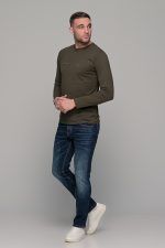 Πράσινο χακί ανδρικό μακρυμάνικο t-shirt με στάμπα Authentic - Image 6