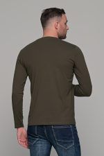 Πράσινο χακί ανδρικό μακρυμάνικο t-shirt με στάμπα Authentic - Image 9