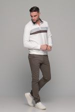 Chinos ανδρικό παντελόνι υφασμάτινο στο χρώμα του Πούρου MASSARO - Slim fit - Image 11