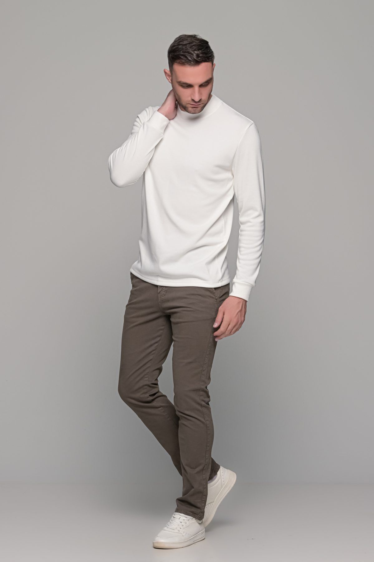 Chinos ανδρικό παντελόνι υφασμάτινο στο χρώμα του Πούρου MASSARO - Slim fit - Image 7