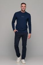 Μπλε ανδρικό παντελόνι chino υφασμάτινο MASSARO - Slim fit - Image 7