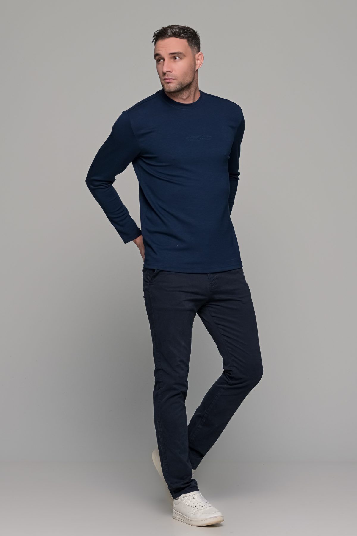 Μπλε ανδρικό παντελόνι chino υφασμάτινο MASSARO - Slim fit - Image 8