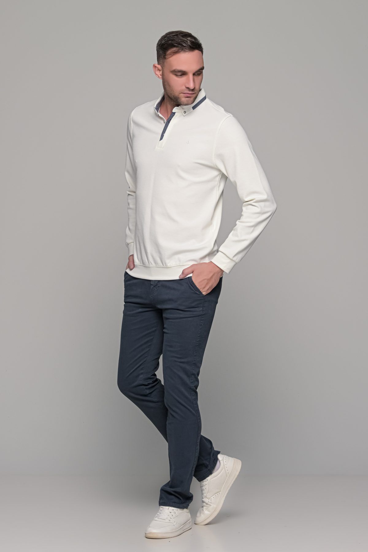 Chinos ανδρικό παντελόνι υφασμάτινο σε χρώμα Μπλε- Ραφ MASSARO - Slim fit - Image 7