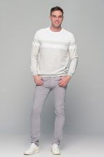 Δίχρωμο λευκό-μπεζ ανδρικό πουλόβερ Massaro - Image 6