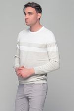 Δίχρωμο λευκό-μπεζ ανδρικό πουλόβερ Massaro - Image 5