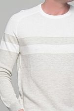 Δίχρωμο λευκό-μπεζ ανδρικό πουλόβερ Massaro - Image 2