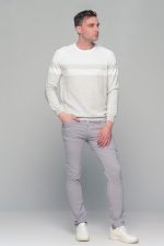 Δίχρωμο λευκό-μπεζ ανδρικό πουλόβερ Massaro - Image 4