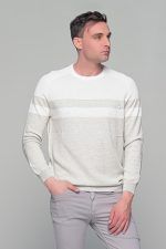 Δίχρωμο λευκό-μπεζ ανδρικό πουλόβερ Massaro - Image 3