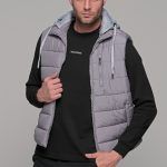 Γκρι αμάνικο ανδρικό μπουφάν γιλέκο με κουκούλα PAPARAZZI