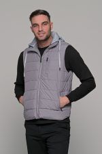 Γκρι αμάνικο ανδρικό μπουφάν γιλέκο με κουκούλα PAPARAZZI - Image 3