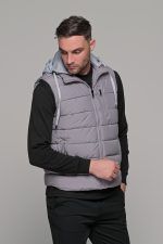 Γκρι αμάνικο ανδρικό μπουφάν γιλέκο με κουκούλα PAPARAZZI - Image 5