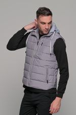 Γκρι αμάνικο ανδρικό μπουφάν γιλέκο με κουκούλα PAPARAZZI - Image 6