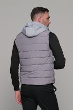 Γκρι αμάνικο ανδρικό μπουφάν γιλέκο με κουκούλα PAPARAZZI - Image 7