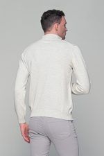 Λευκό ανδρικό Half Zipper πουλόβερ με πλέξη γκοφρέ Massaro - Image 7