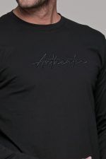 Μαύρο ανδρικό μακρυμάνικο t-shirt με στάμπα Authentic - Image 2