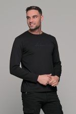 Μαύρο ανδρικό μακρυμάνικο t-shirt με στάμπα Authentic - Image 3