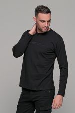 Μαύρο ανδρικό μακρυμάνικο t-shirt με στάμπα Authentic - Image 5