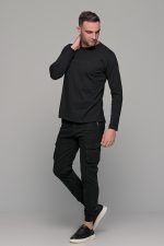 Μαύρο ανδρικό μακρυμάνικο t-shirt με στάμπα Authentic - Image 6