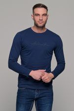 Μπλε ανδρικό μακρυμάνικο t-shirt με στάμπα Authentic