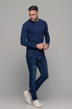 Μπλε ανδρικό μακρυμάνικο t-shirt με στάμπα Authentic - Image 4