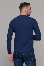 Μπλε ανδρικό μακρυμάνικο t-shirt με στάμπα Authentic - Image 8