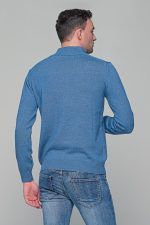 Μπλε-Σιέλ ανδρικό Half Zipper πουλόβερ με πλέξη γκοφρέ Massaro - Image 7