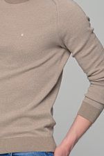 Μπεζ ανδρικό πουλόβερ με λαιμόκοψη Massaro - Image 2