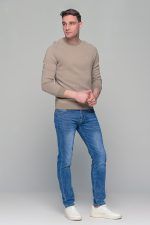 Μπεζ ανδρικό πουλόβερ με λαιμόκοψη Massaro - Image 6