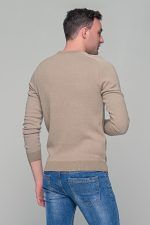 Μπεζ ανδρικό πουλόβερ με λαιμόκοψη Massaro - Image 7