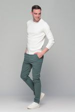 Λευκό ανδρικό πουλόβερ με λαιμόκοψη Massaro - Image 6