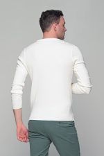 Λευκό ανδρικό πουλόβερ με λαιμόκοψη Massaro - Image 7