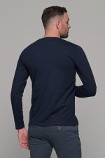 Σκούρο μπλε ανδρικό μακρυμάνικο t-shirt με στάμπα Quiet Drems - Image 8