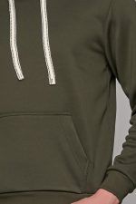Μονόχρωμο πράσινο λαδί φουτερ με ύφανση και κουκούλα ανδρικό - Image 2