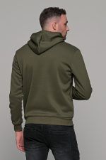 Μονόχρωμο πράσινο λαδί φουτερ με ύφανση και κουκούλα ανδρικό - Image 5