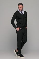 Μαύρη ανδρική ζακέτα με κουμπιά βαμβακερή